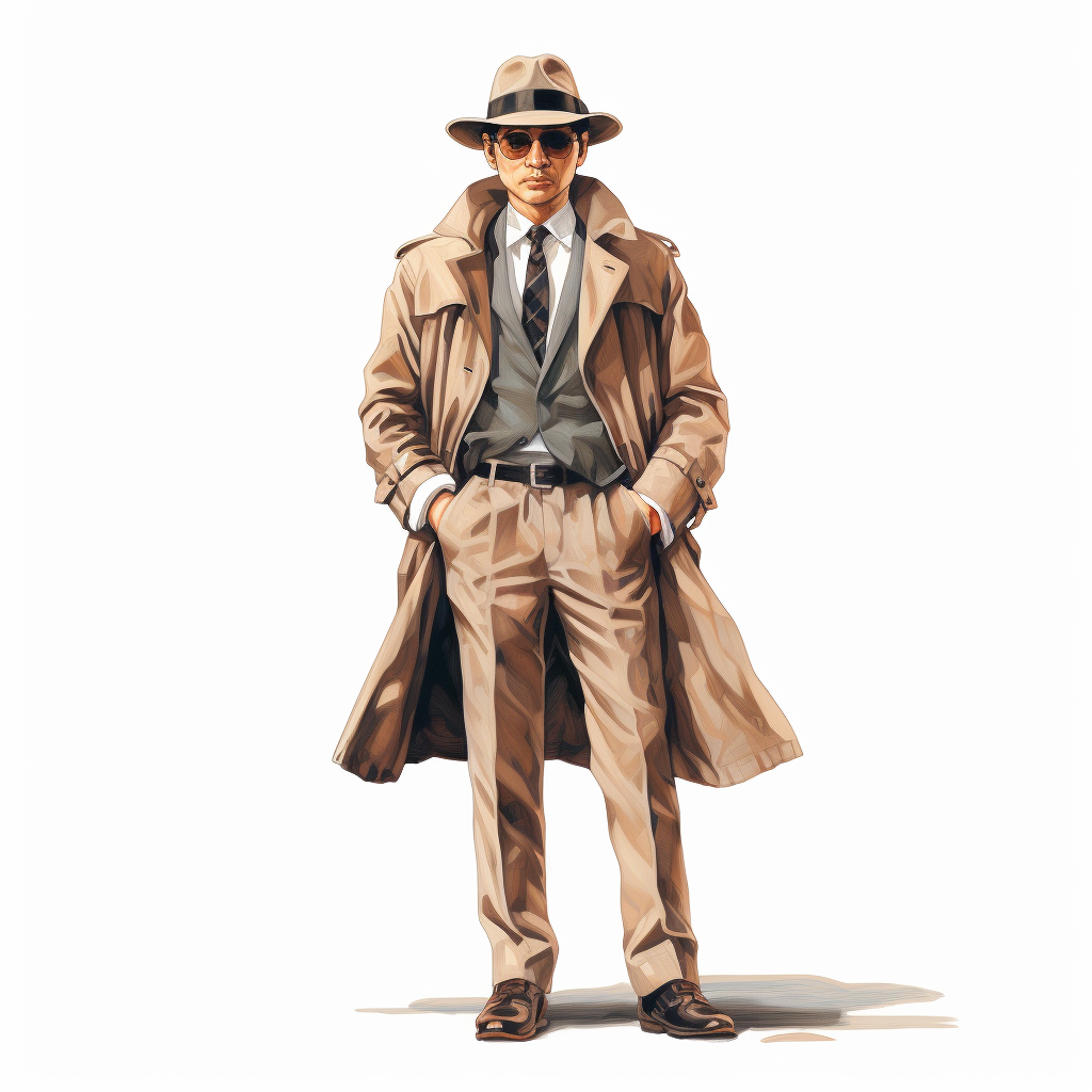 Illustration of Middle-aged Japanese Detective