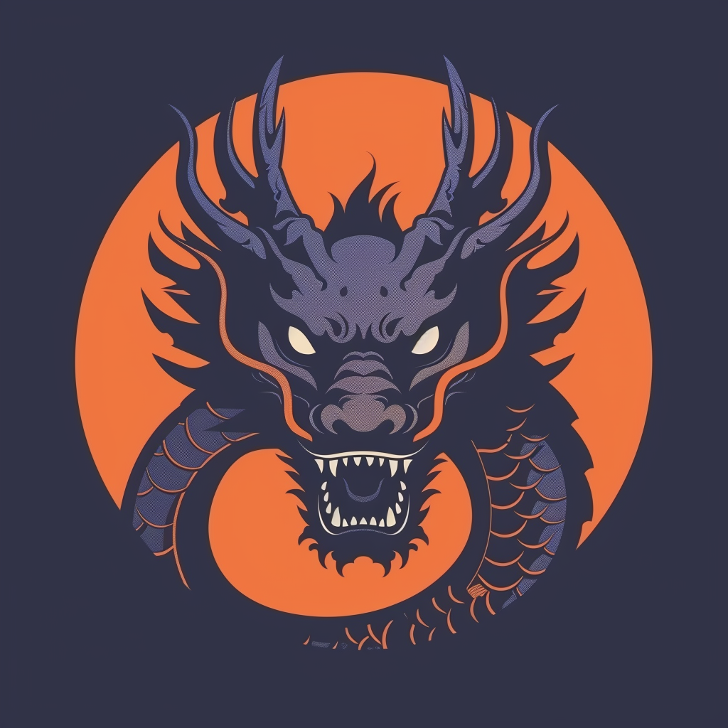 Minimal Japanese Dragon Logo Graphic