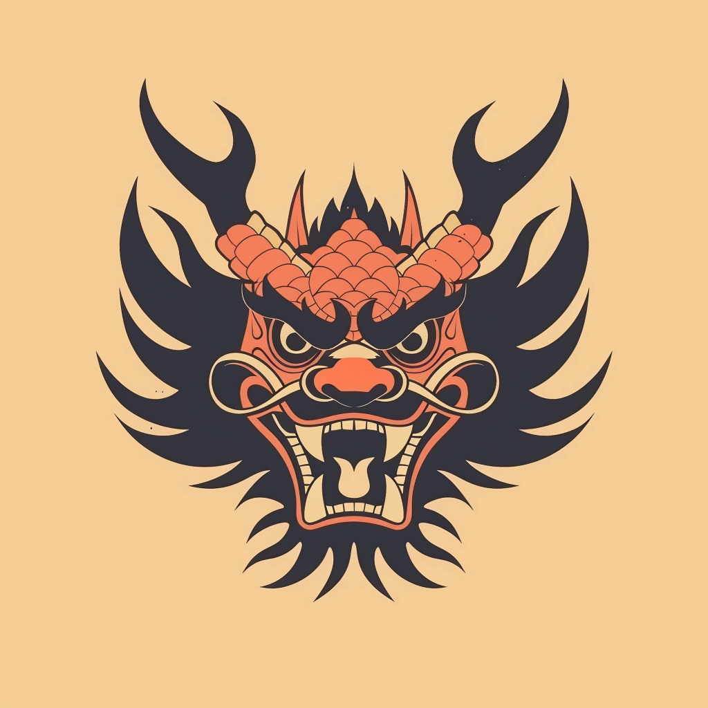 Minimal Japanese Dragon Mask Logo