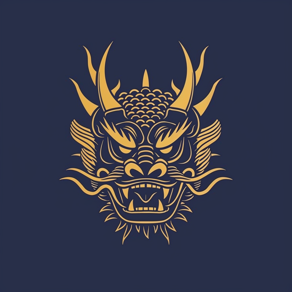 Minimal Japanese Dragon Mask Logo