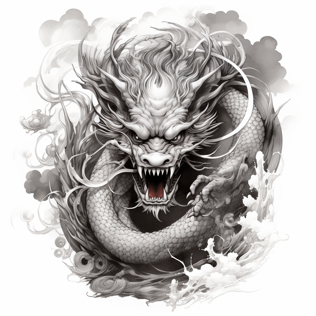 Traditional Japanese dragon tattoo design