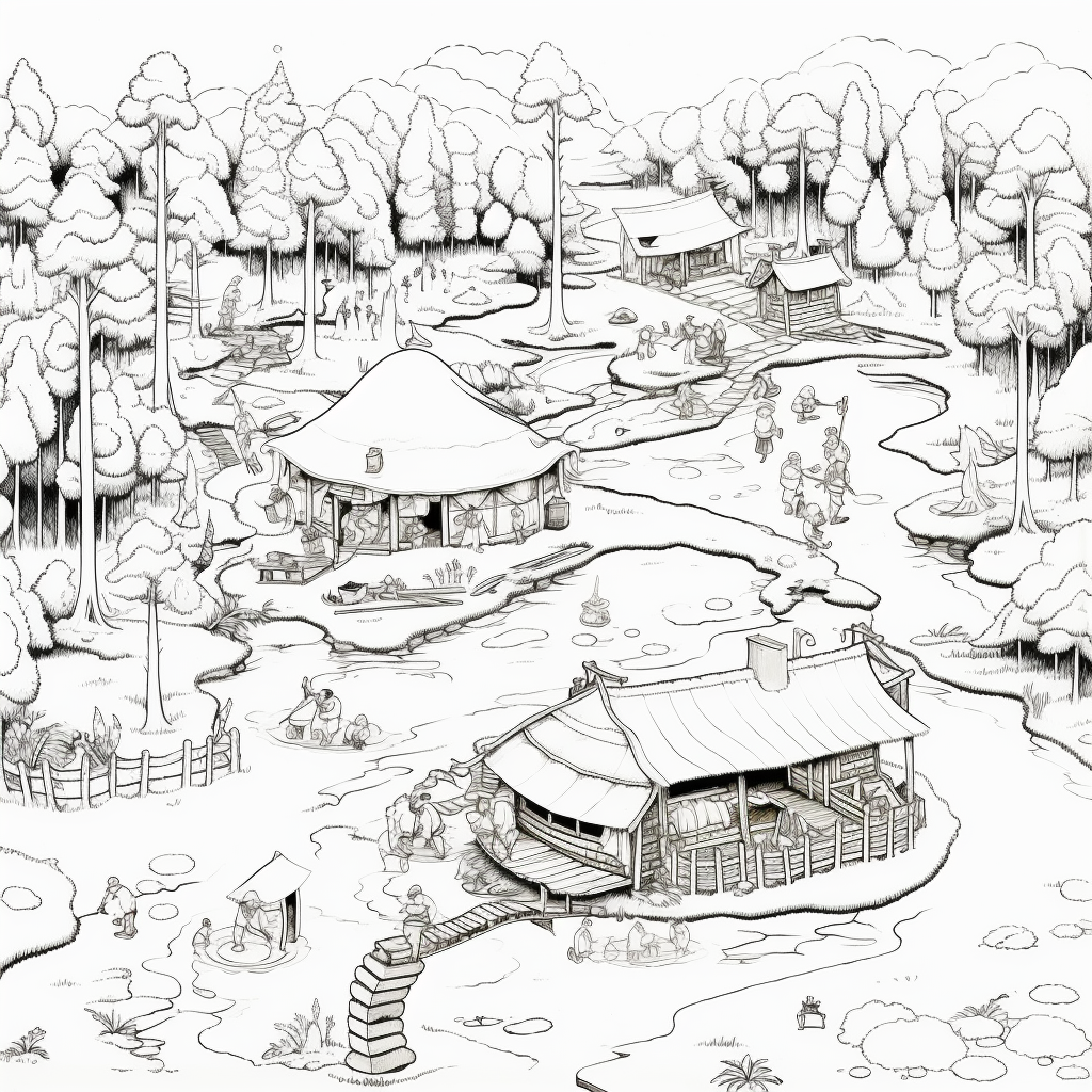 Japanese Forest Camp Ronin Coloring Page