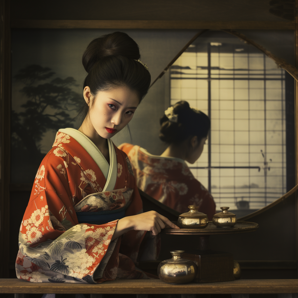 Japanese Geisha Unimpressed Mirror