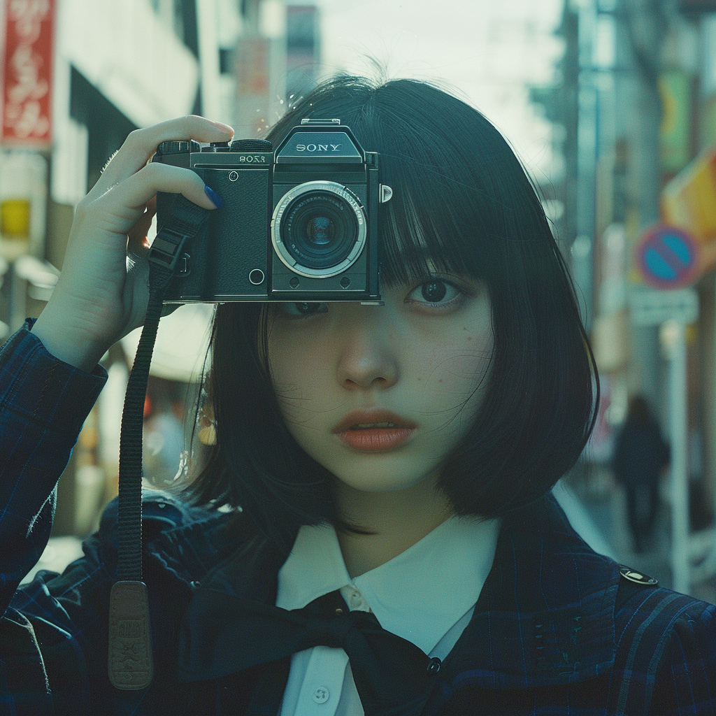 japanese girl using Sony Cybershot