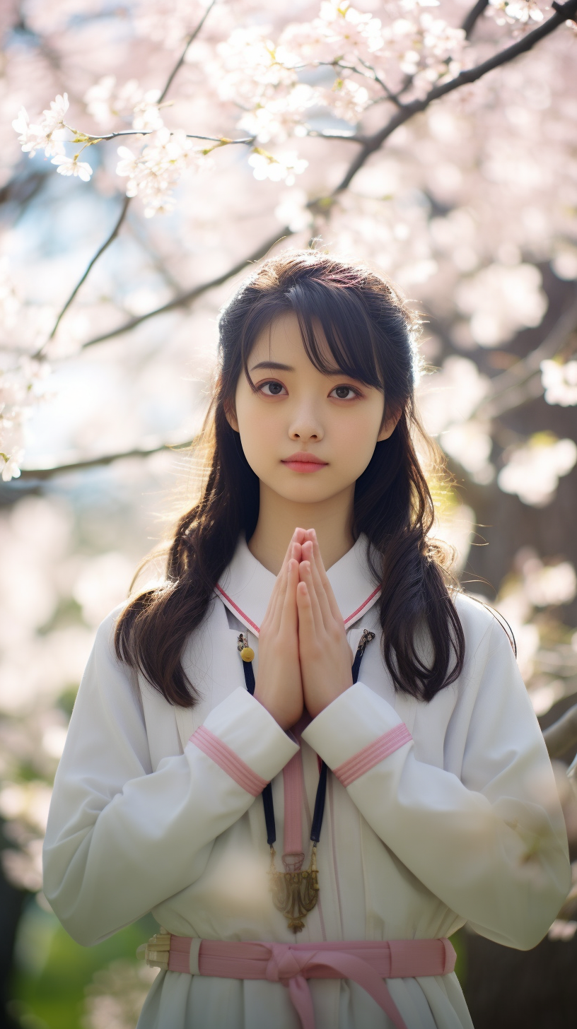 Japanese high school girl smiling