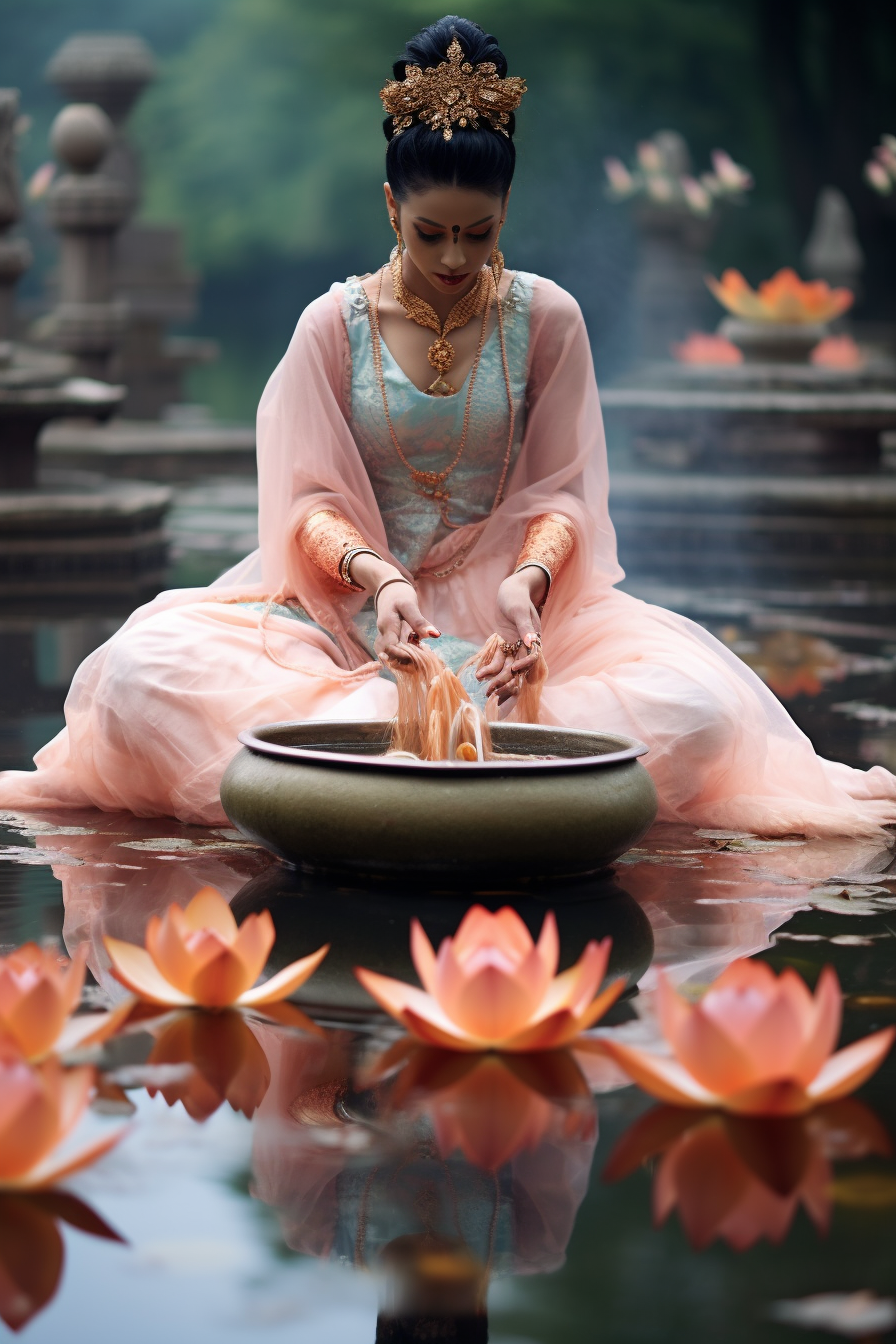 Traditional Japanese Lotus Queen Fire Bowl