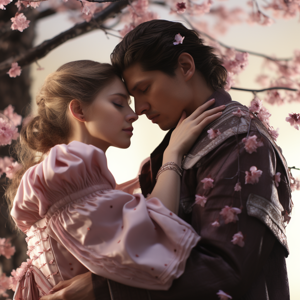 Couple under cherry blossom tree