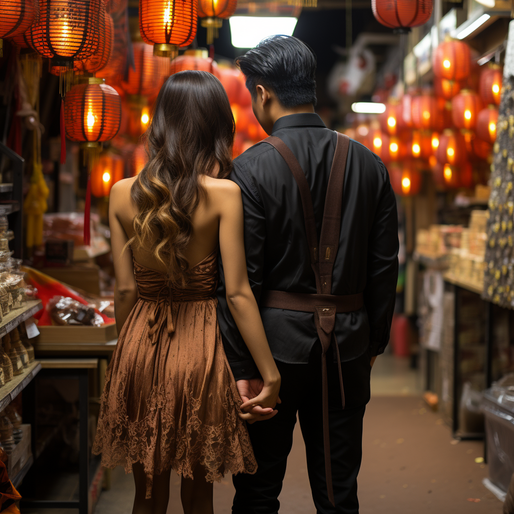 Japanese lovers in Halloween costume