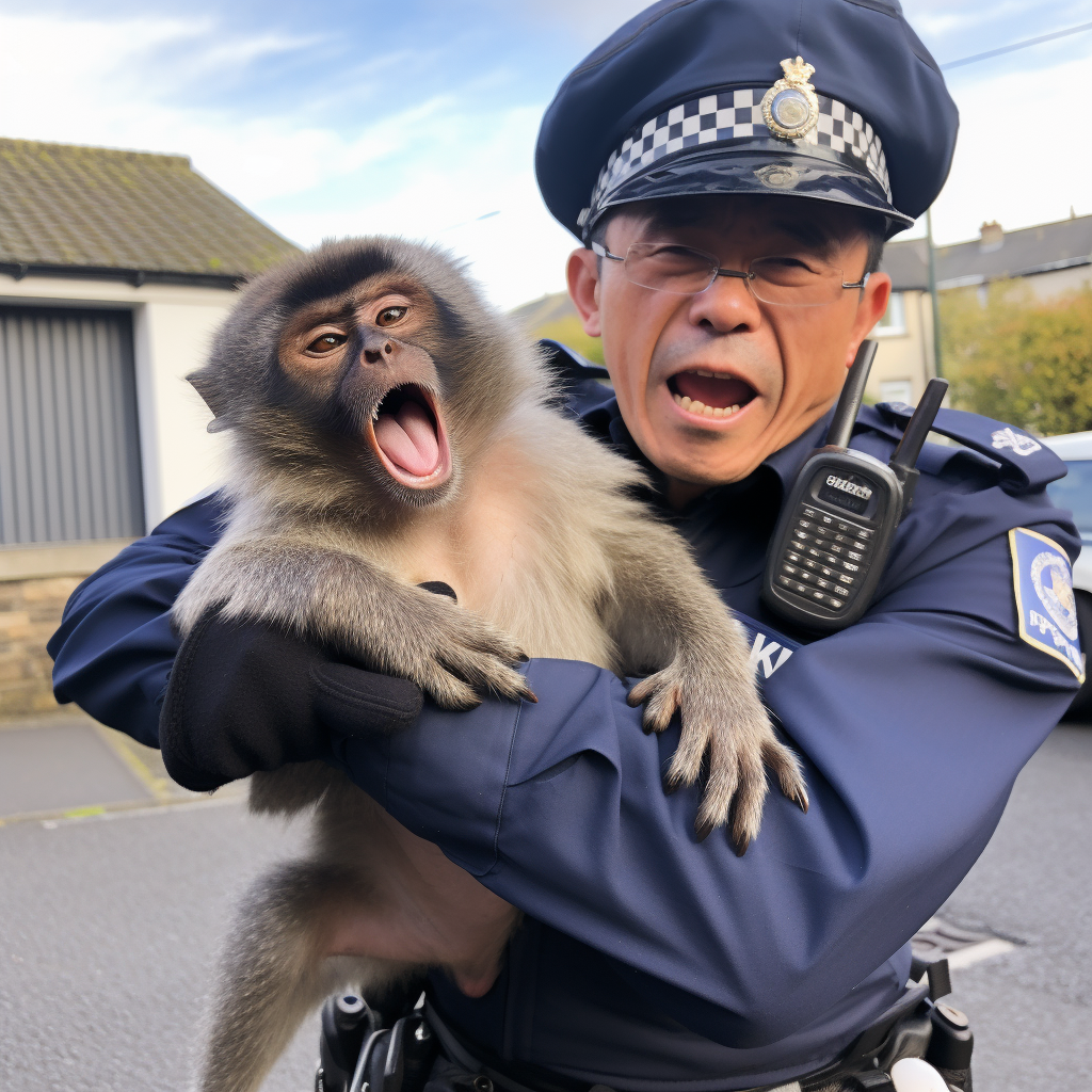 Japanese monkey in Scotland fending police