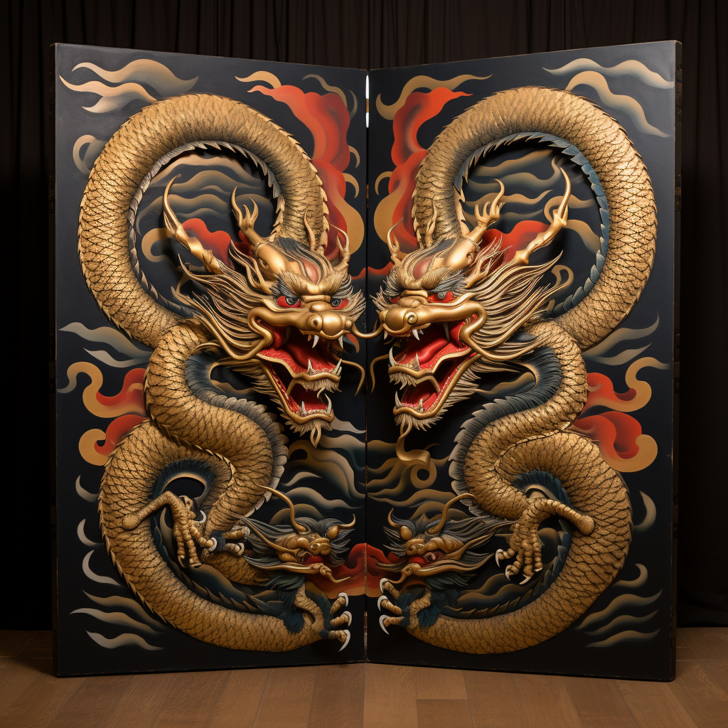 Traditional Japanese New Year: Three Glaring Dragons