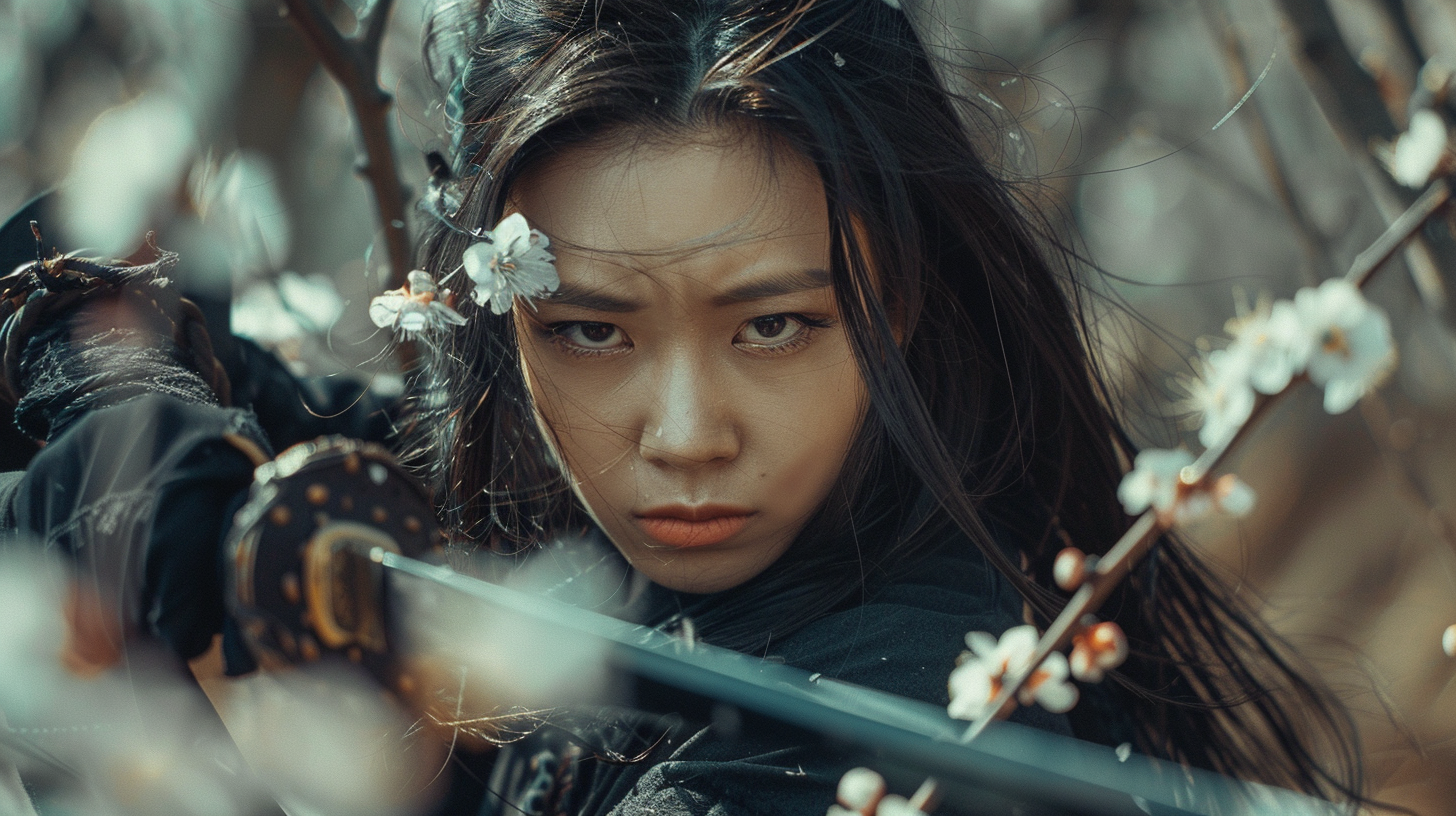 Beautiful Japanese ninja women in action