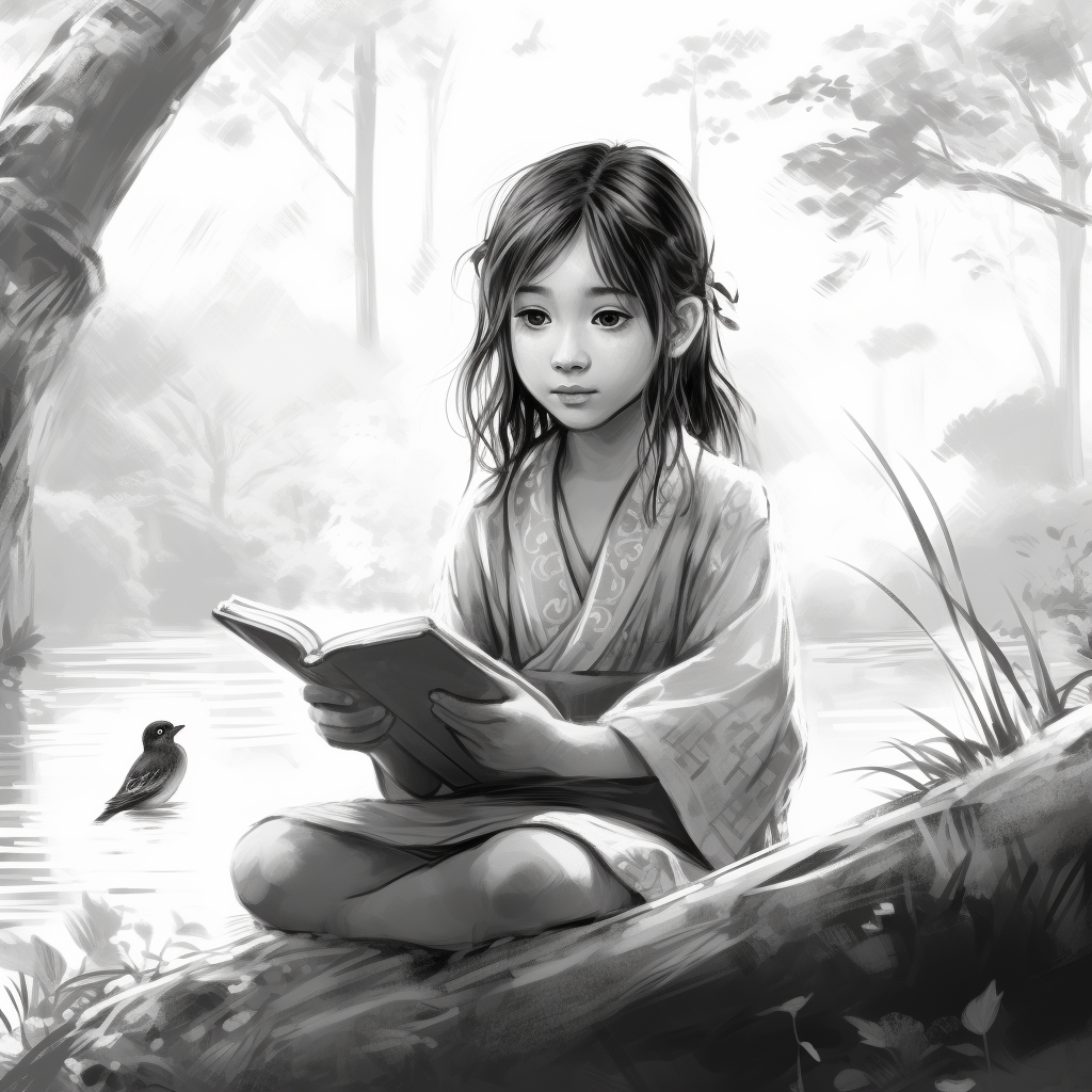 Zen Book Illustration with Japanese Pencil Style