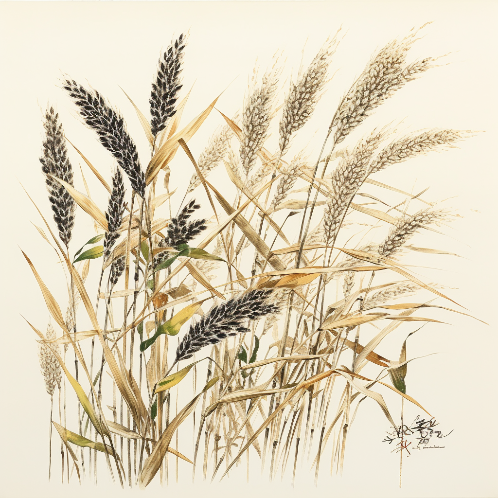 Traditional Japanese rice ear illustration