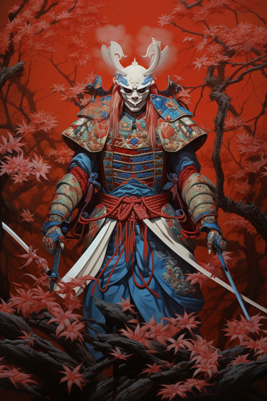 Japanese samurai with katana drawn