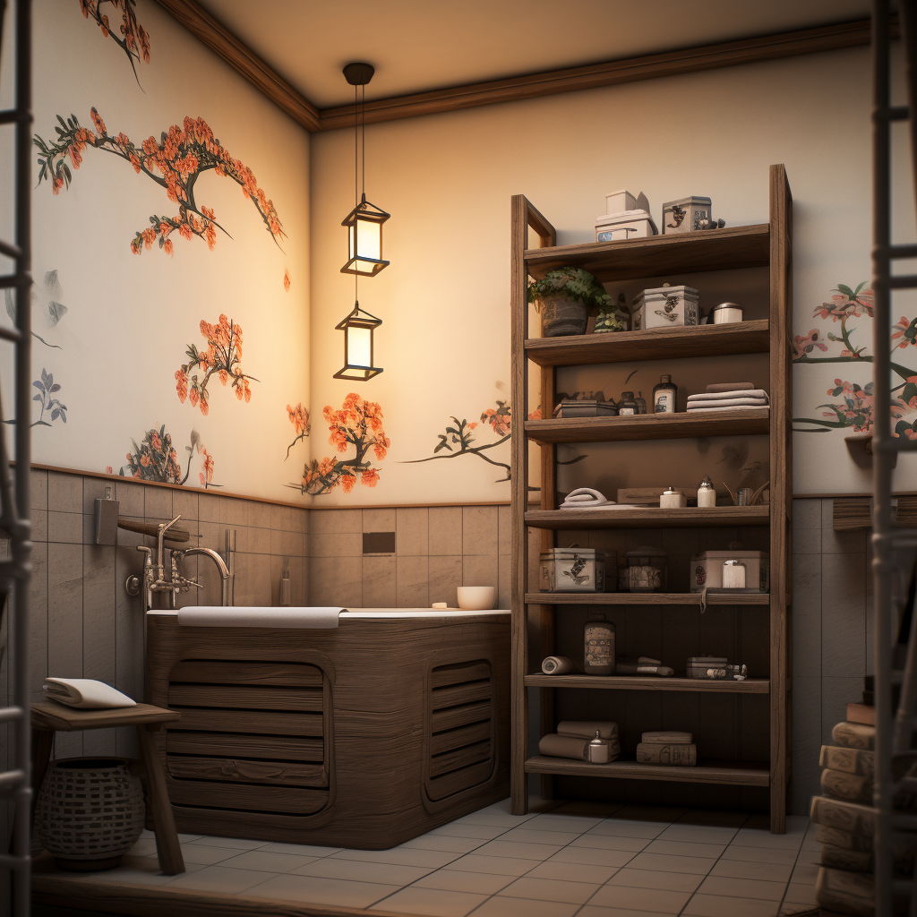 Japanese Style Bathroom for Cool Bachelor