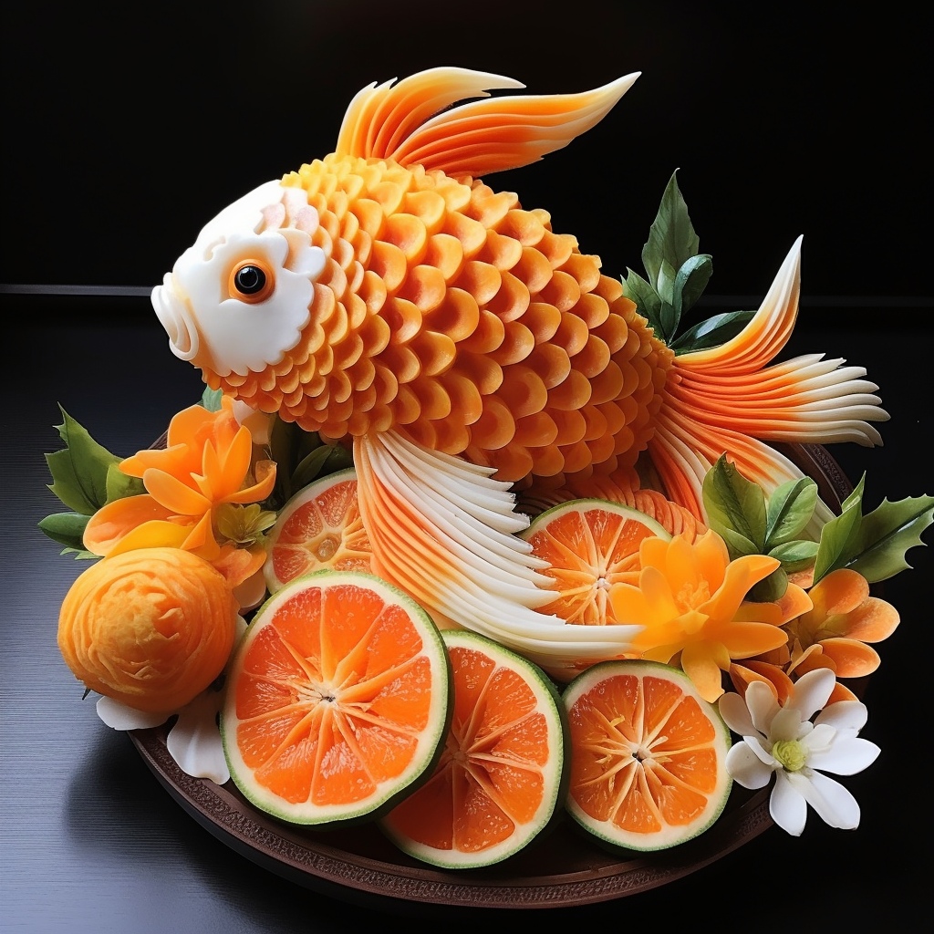 Colorful and intricate food art sculpture