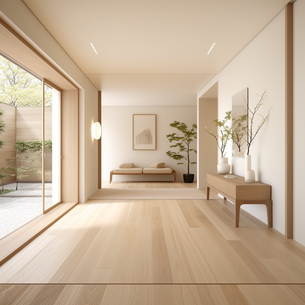 Minimalist Japanese-style hallway with Japandi design