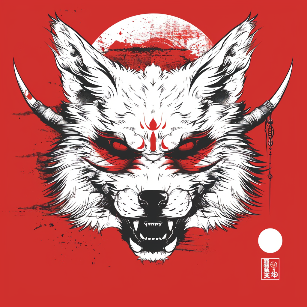 Japanese Kitsune Mask Streetwear Design