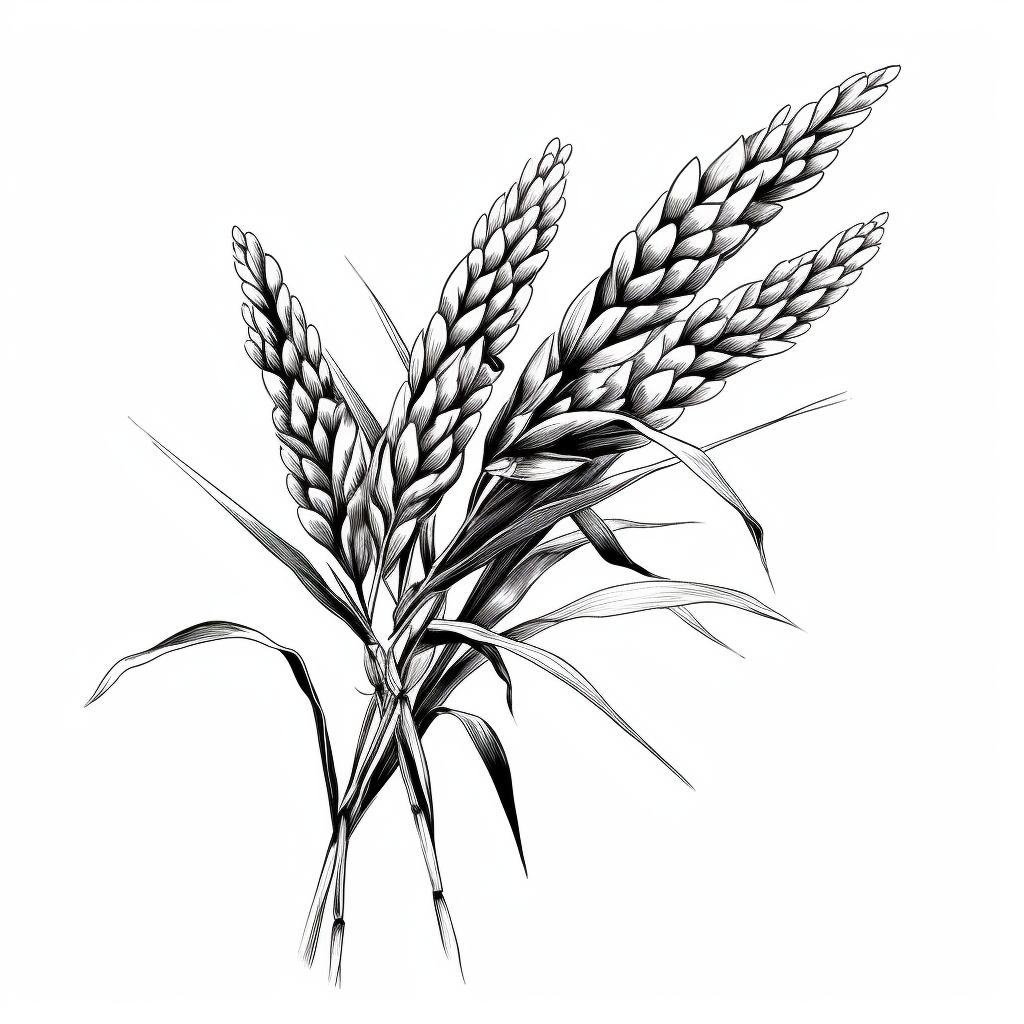 Japanese-style Rice Ears Illustration