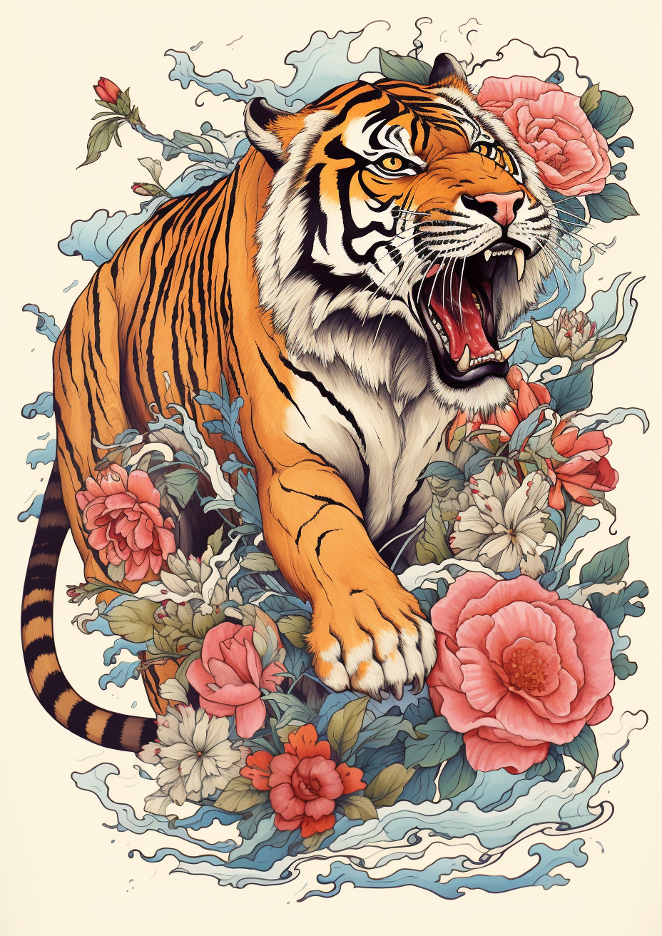 Neo-Traditional Japanese Tiger Illustration