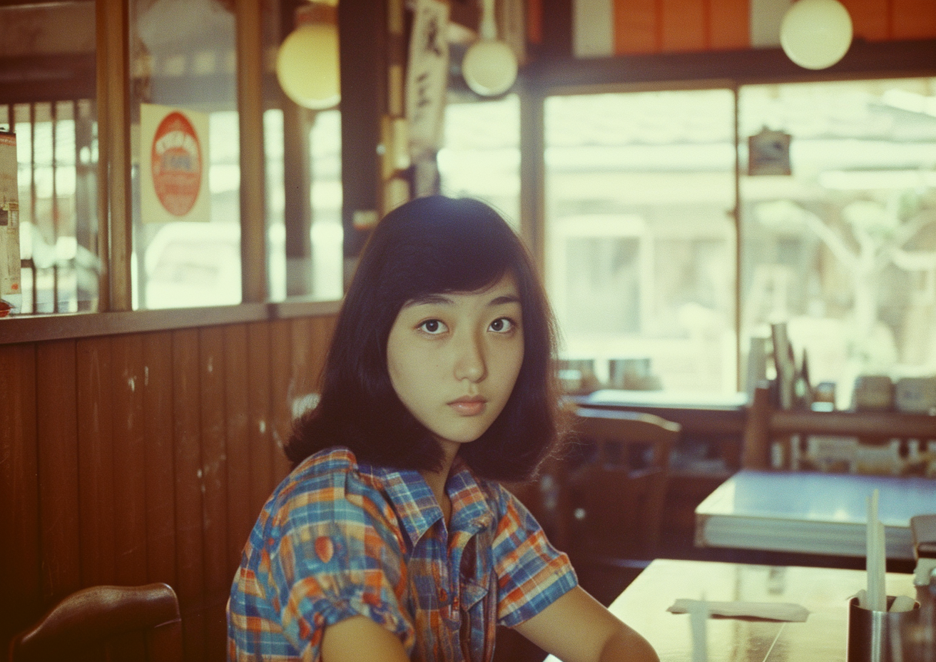 Japanese Tween Model Girl in Old Restaurant