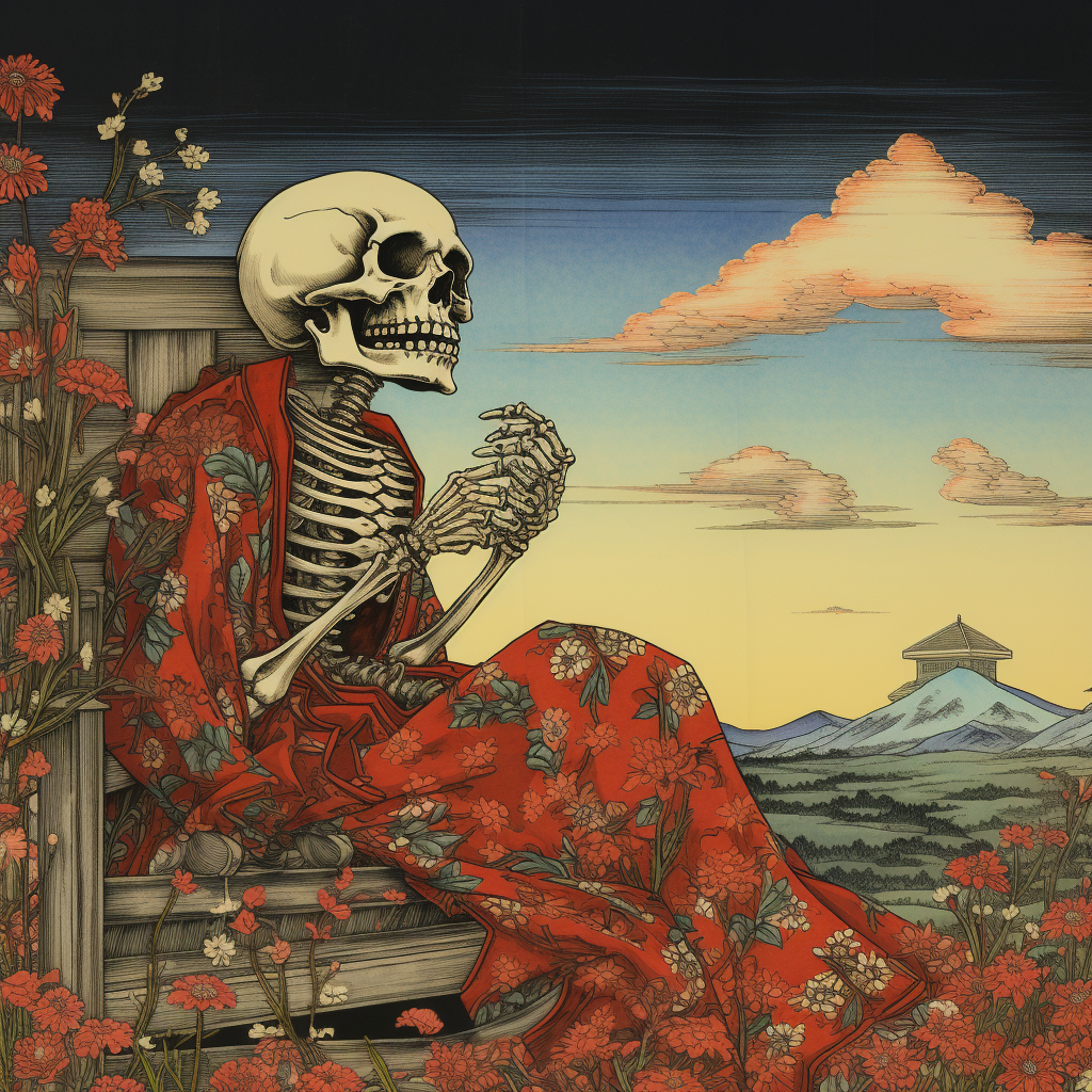 Illustration of death in Japanese Ukiyo-e