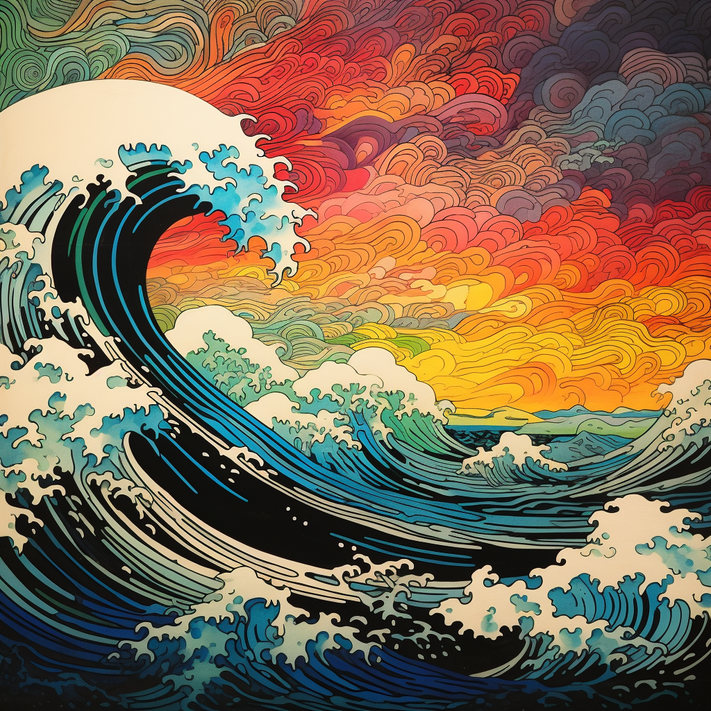 Old Style Japanese Waves in Rainbow Spectrum