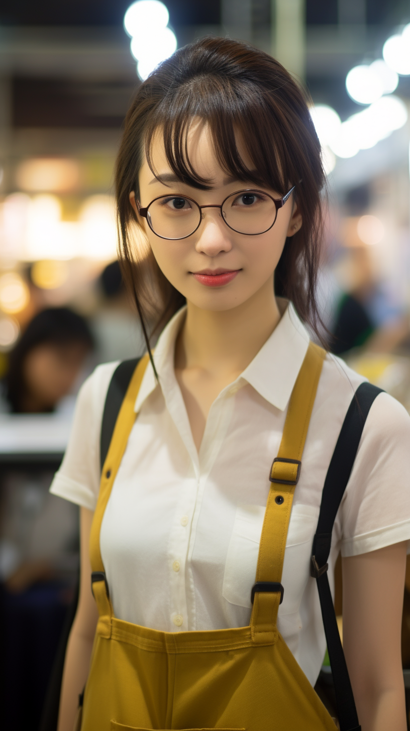 Smiling Japanese woman at a bookstore