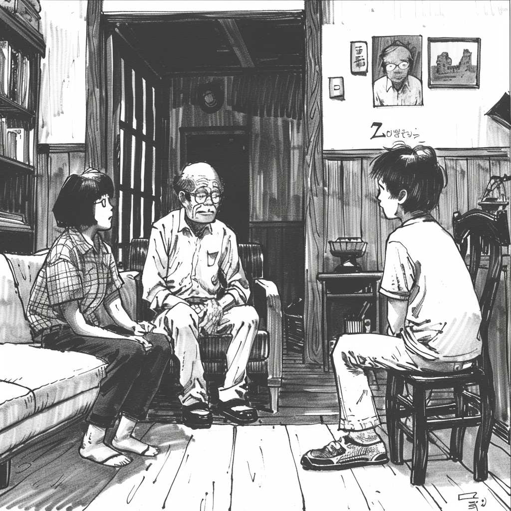 Japanese comics living room scene