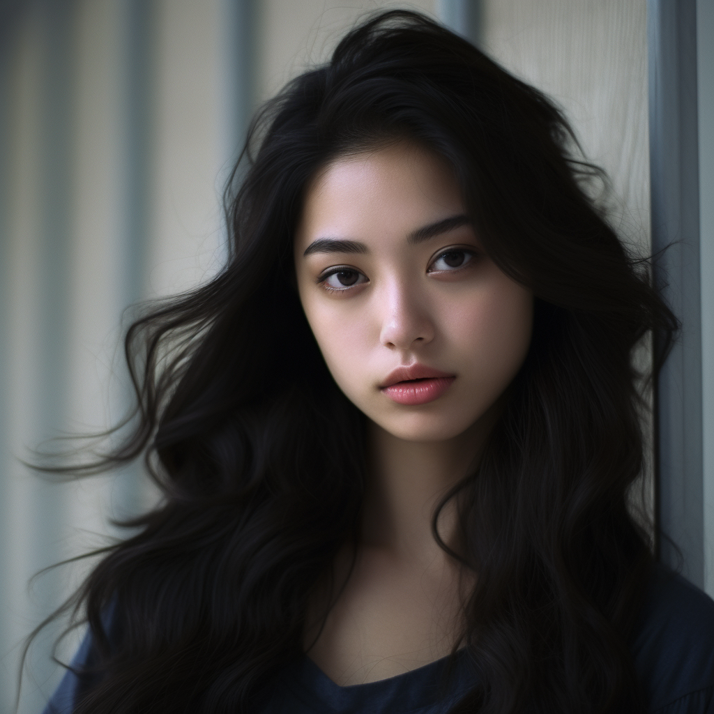 Young Japanese woman with captivating dark eyes