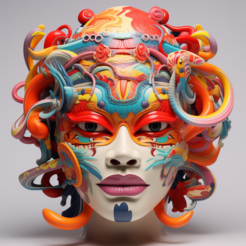 Colorful Japanese Mask by Tristan Eaton