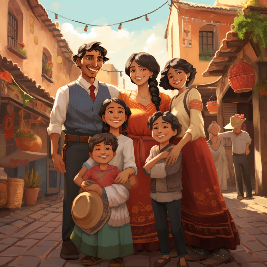 Japanese-Mexican family in a village