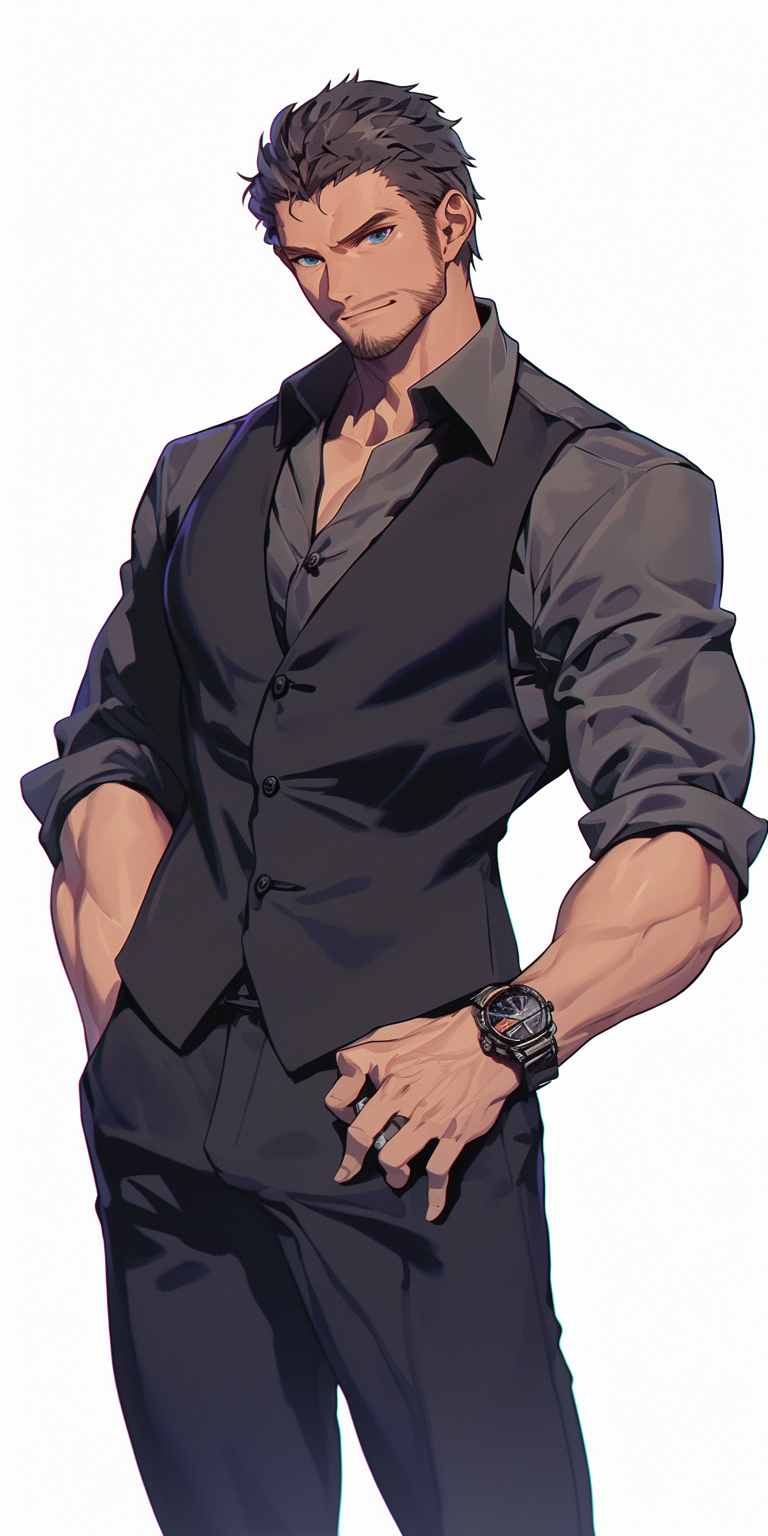 Japanese man in black vest