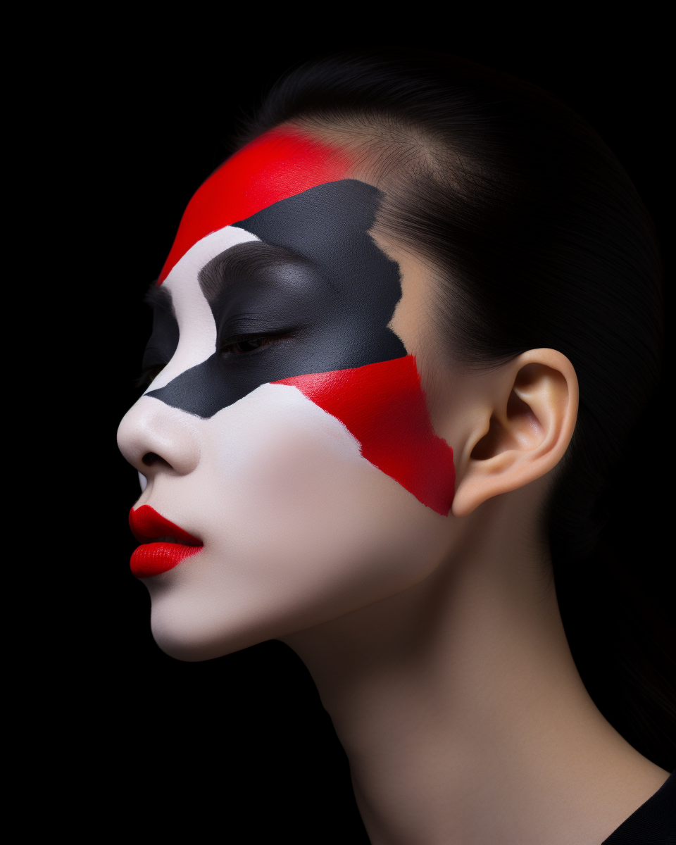 Artistic Japanese Woman with Half Painted Face