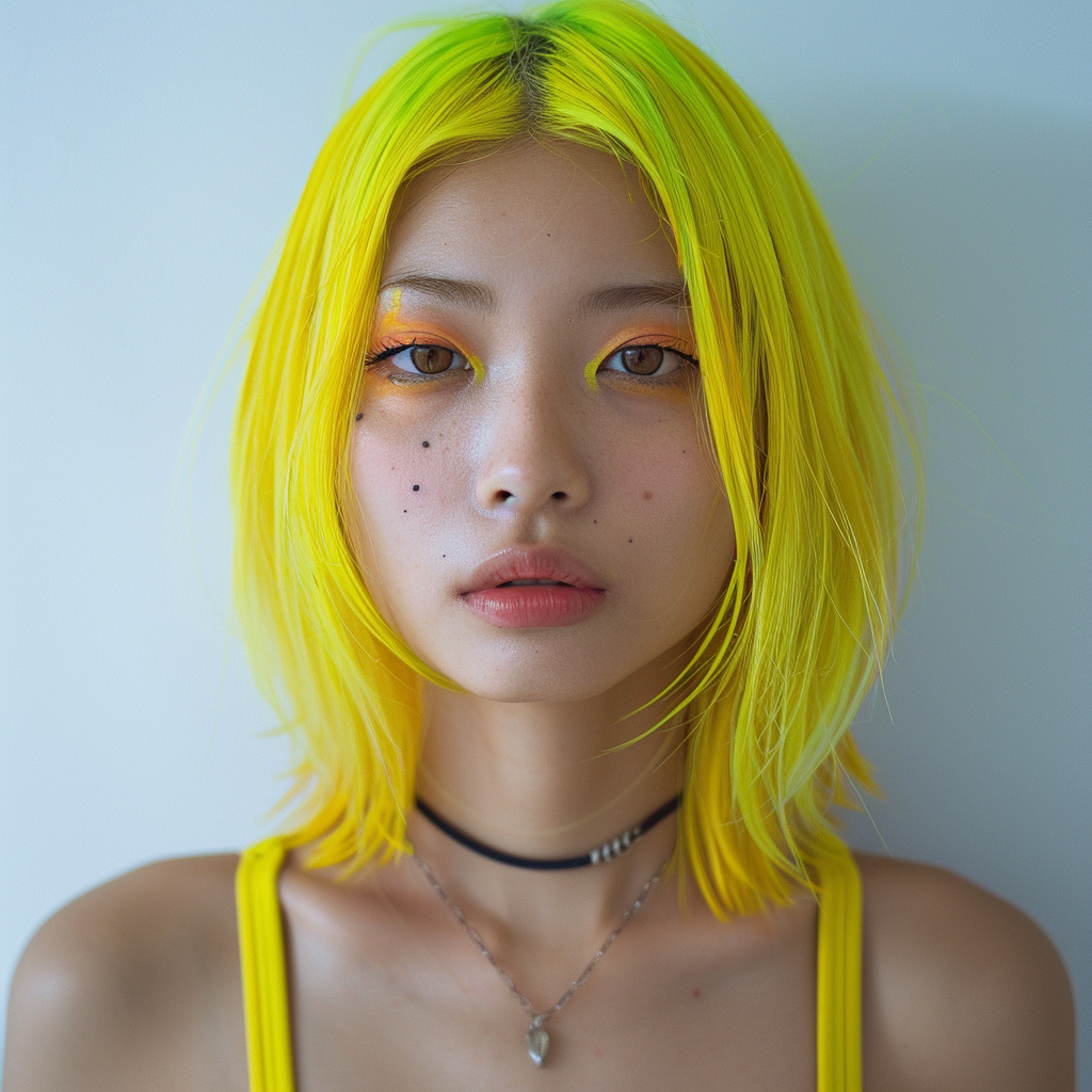 Japanese woman with yellow hair portrait