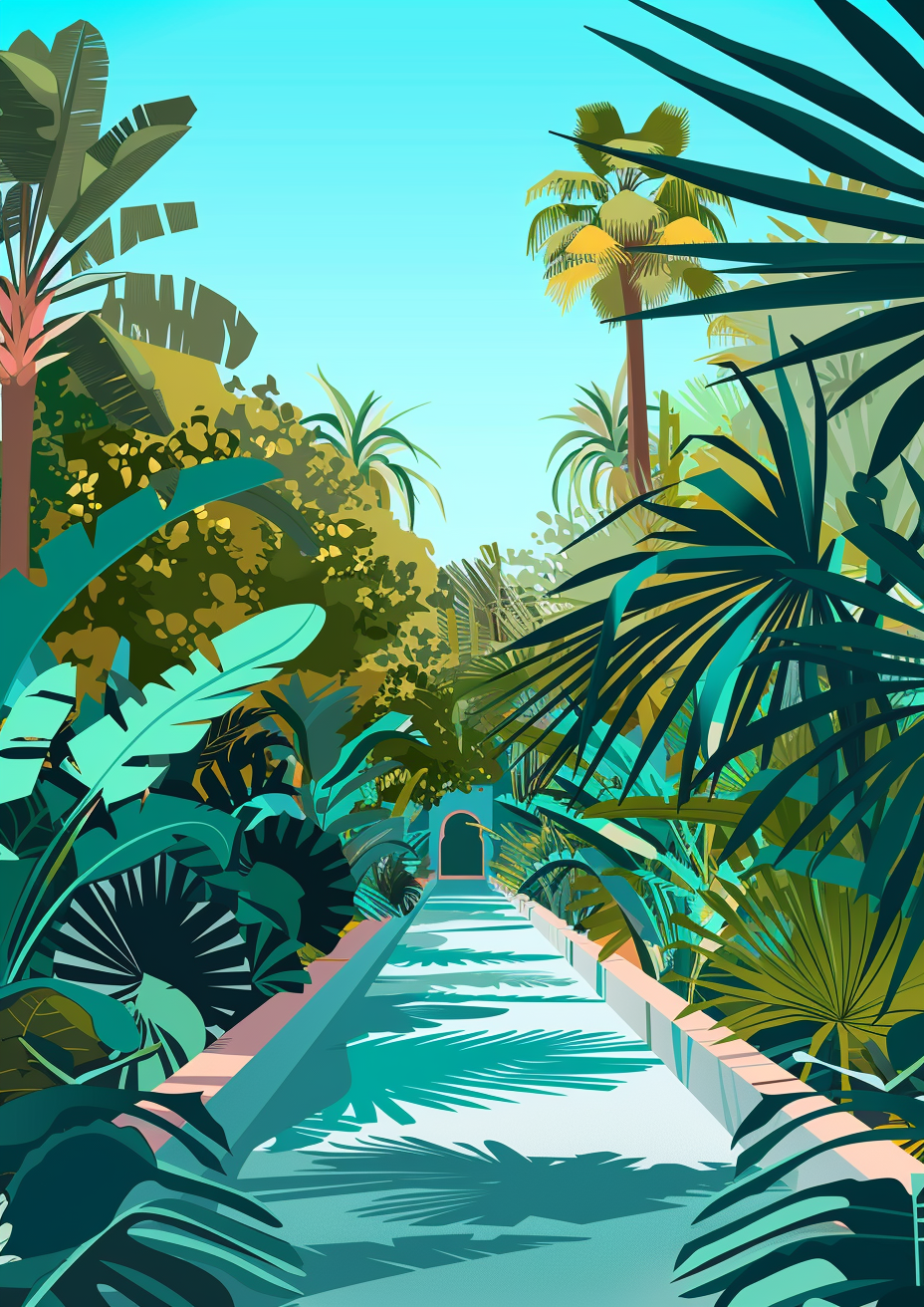 Flat illustration of Jardin de Majorelle