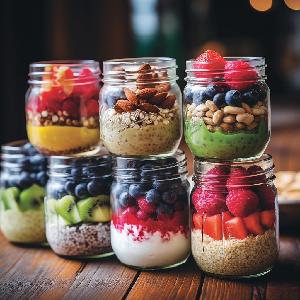 assorted jars filled with fresh ingredients