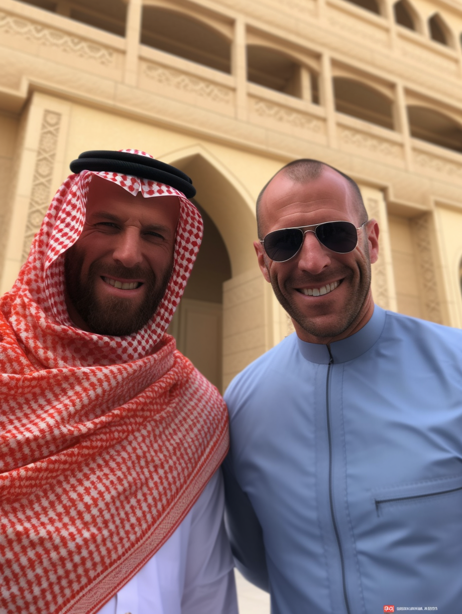 Jason Statham in Saudi thope and shemagh