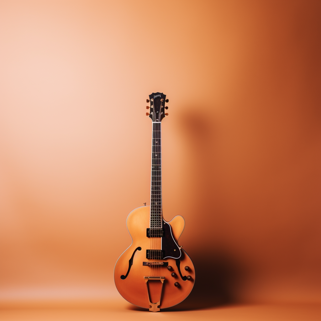 Jazz guitar on solid background