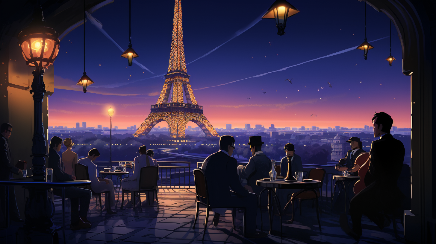 Jazz scene at Eifell Tower at night