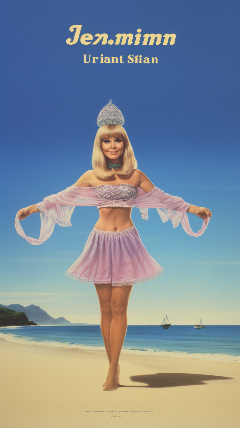 Jeannie granting a wish on the beach