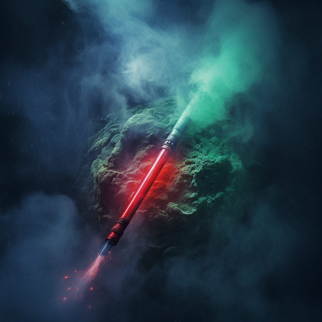 Jedi and Sith with lightsabers