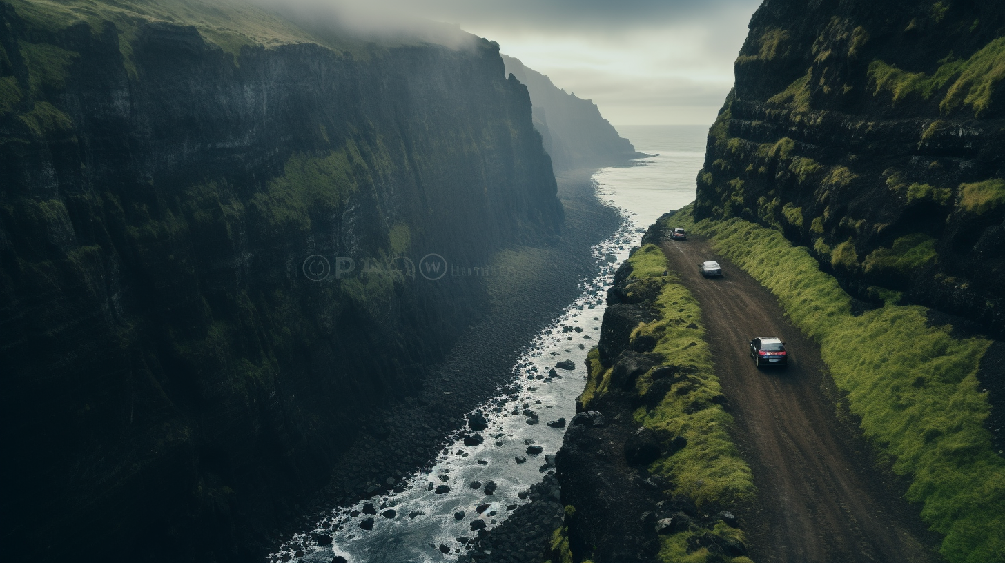 Jeep driving on a stunning cliff path