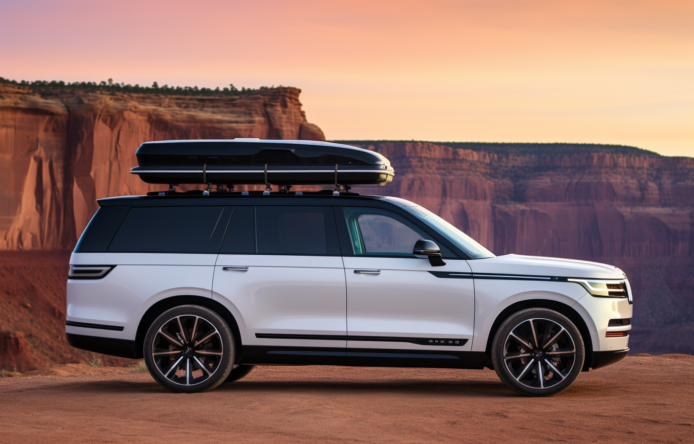 White Jeep Grand Wagoneer with Wood Grain Decal