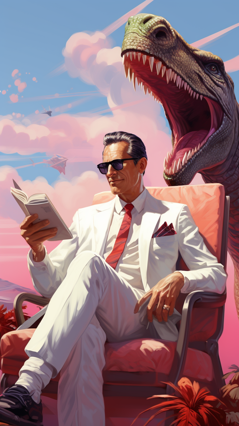 Jeff Goldblum reading with dinosaur