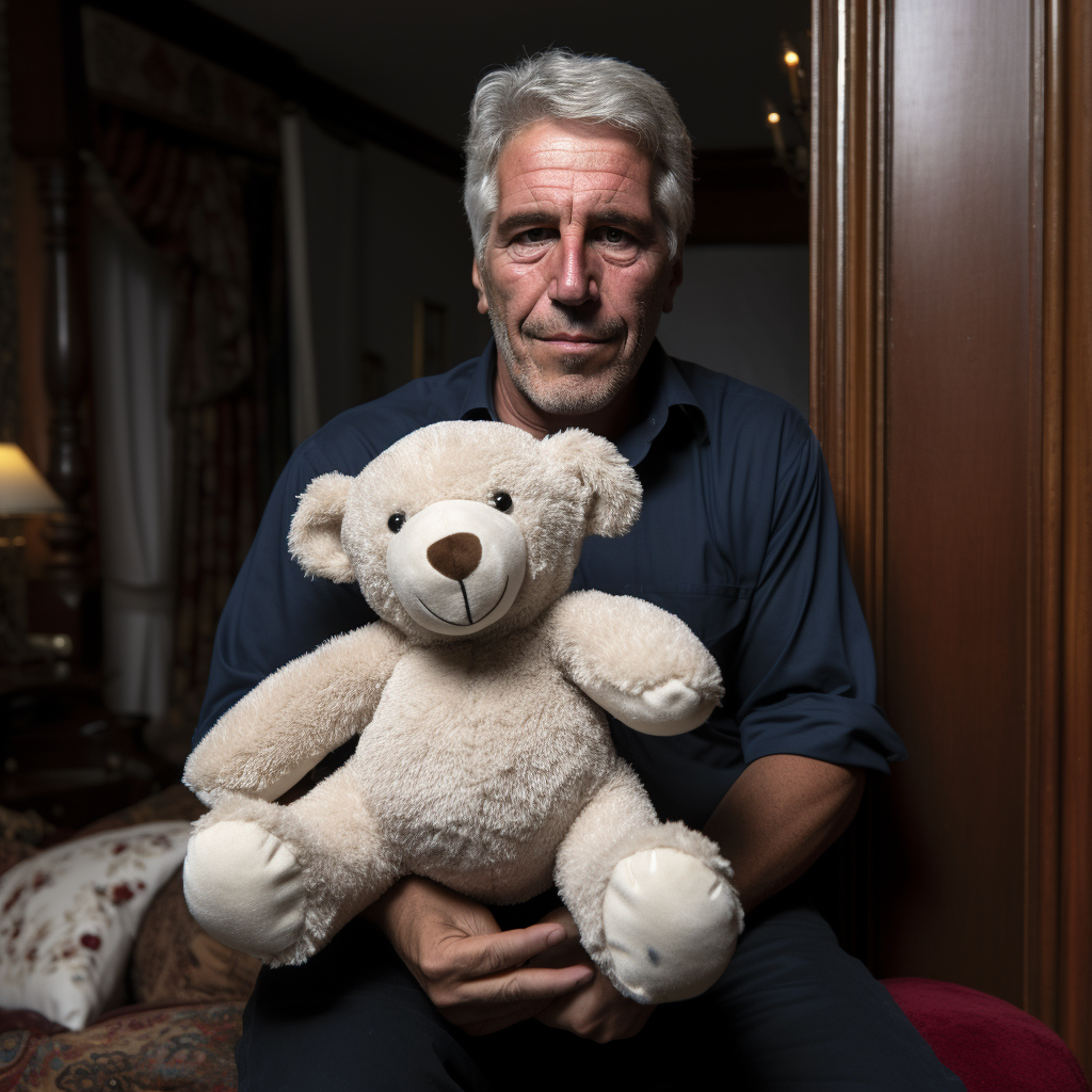 Jeffrey Epstein holding teddy bear