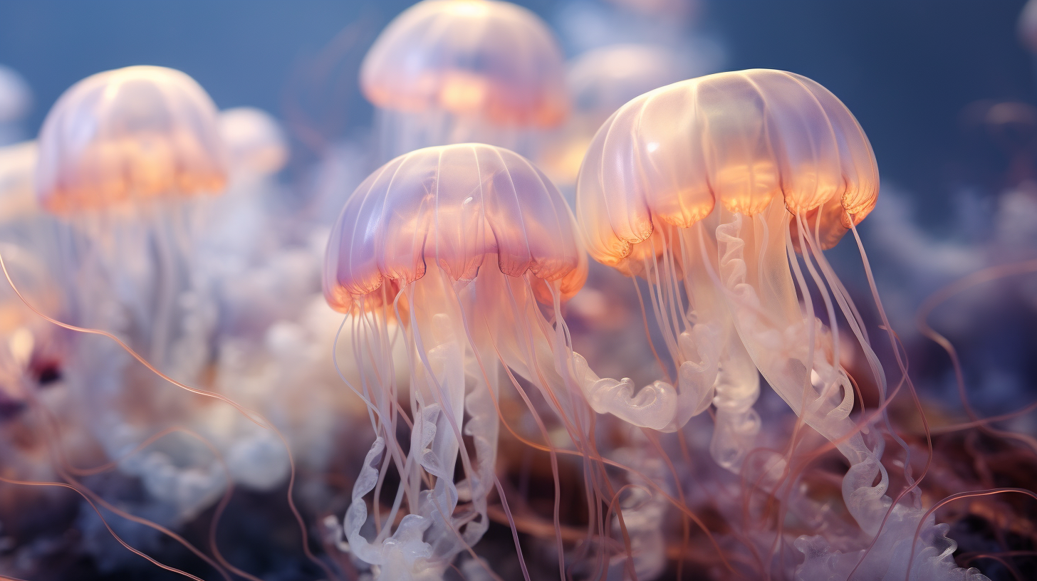 Serene jellyfish tentacles in the ocean