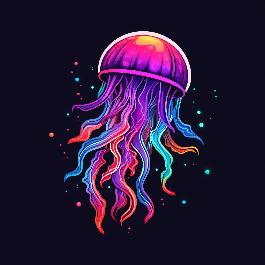 Colorful jellyfish logo in comic style