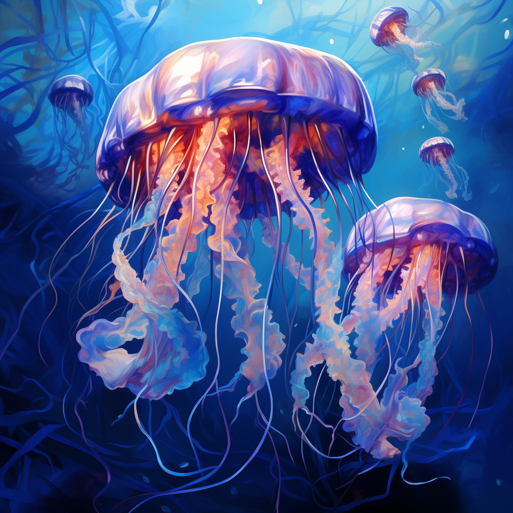 Vibrant blue jellyfish in stunning artwork