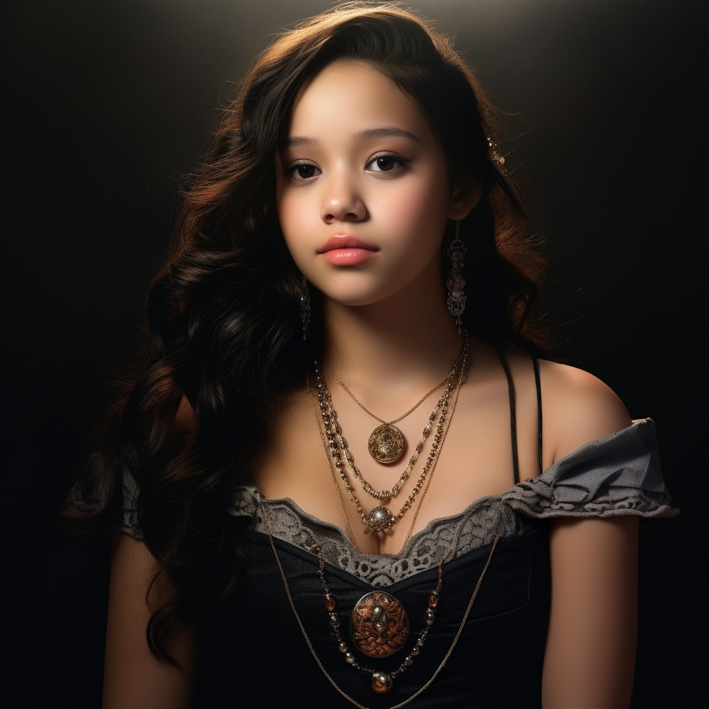 Jenna Ortega in hyperrealistic low-cut neckline photo